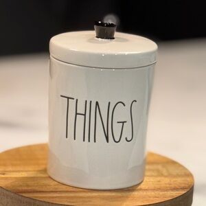 Rae Dunn “ Things “ White and Black Canister with Lid